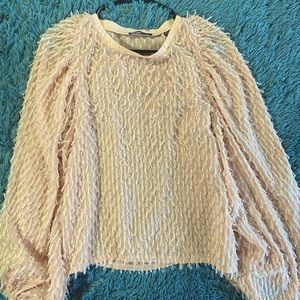 pink Zara feather top